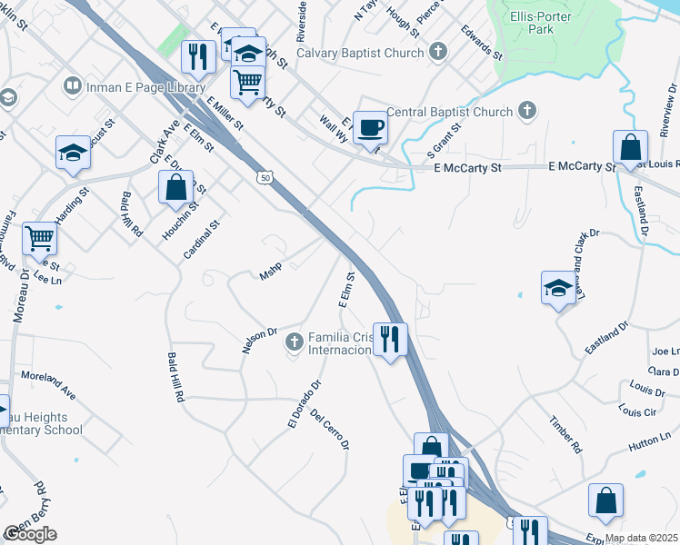 map of restaurants, bars, coffee shops, grocery stores, and more near 613 Nelson Dr in Jefferson City