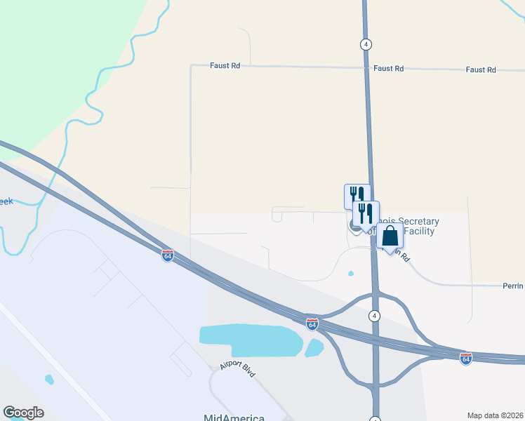 map of restaurants, bars, coffee shops, grocery stores, and more near 9663-9680 Hayden Drive in Mascoutah