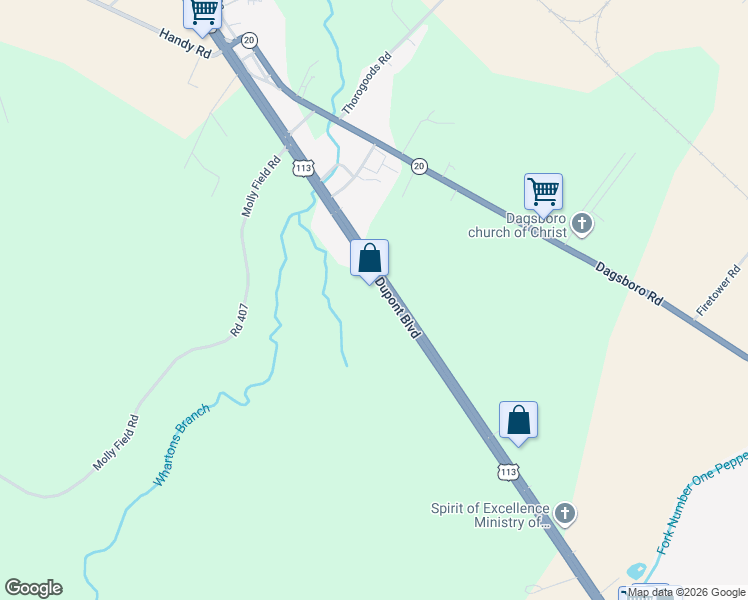 map of restaurants, bars, coffee shops, grocery stores, and more near 30824 Dupont Boulevard in Dagsboro