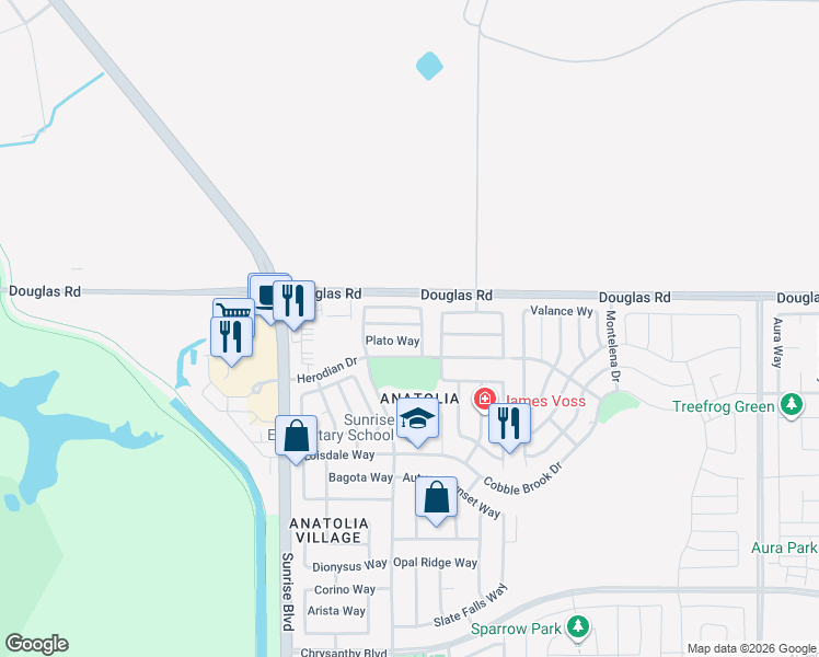 map of restaurants, bars, coffee shops, grocery stores, and more near 3959 Aristotle Circle in Rancho Cordova