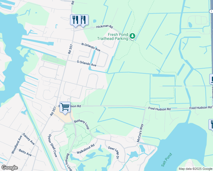 map of restaurants, bars, coffee shops, grocery stores, and more near 38384 Virginia Drive in Bethany Beach