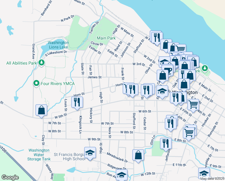 map of restaurants, bars, coffee shops, grocery stores, and more near 345 McLean Avenue in Washington