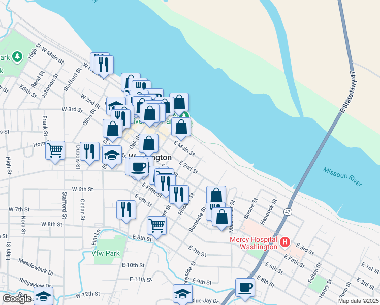 map of restaurants, bars, coffee shops, grocery stores, and more near 2 Walnut Street in Washington
