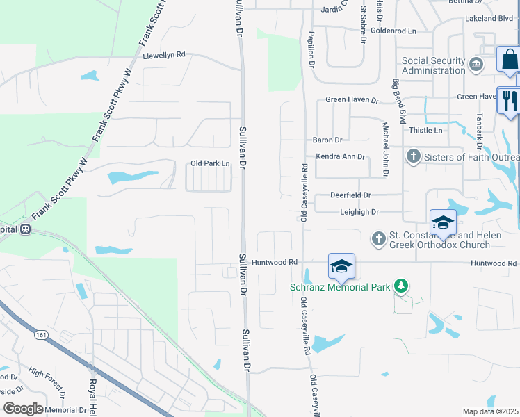 map of restaurants, bars, coffee shops, grocery stores, and more near 3900 Sullivan Drive in Belleville