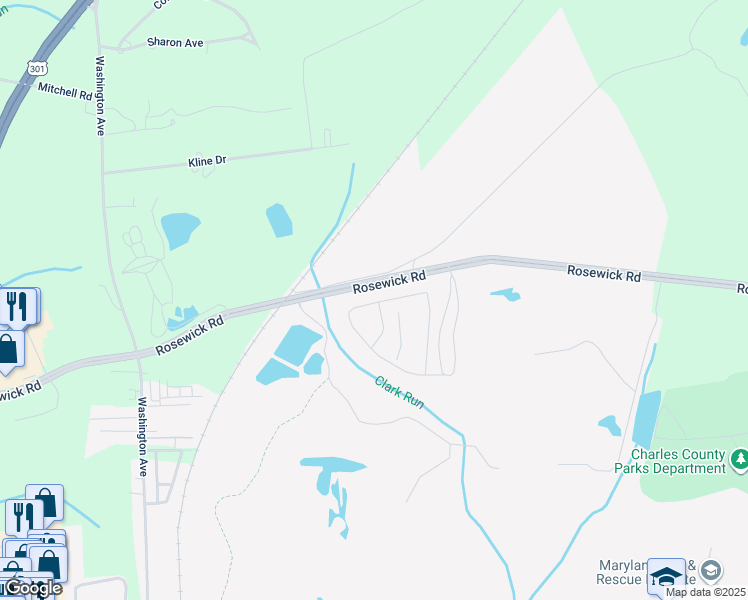 map of restaurants, bars, coffee shops, grocery stores, and more near 256 Soft Rush Lane in La Plata