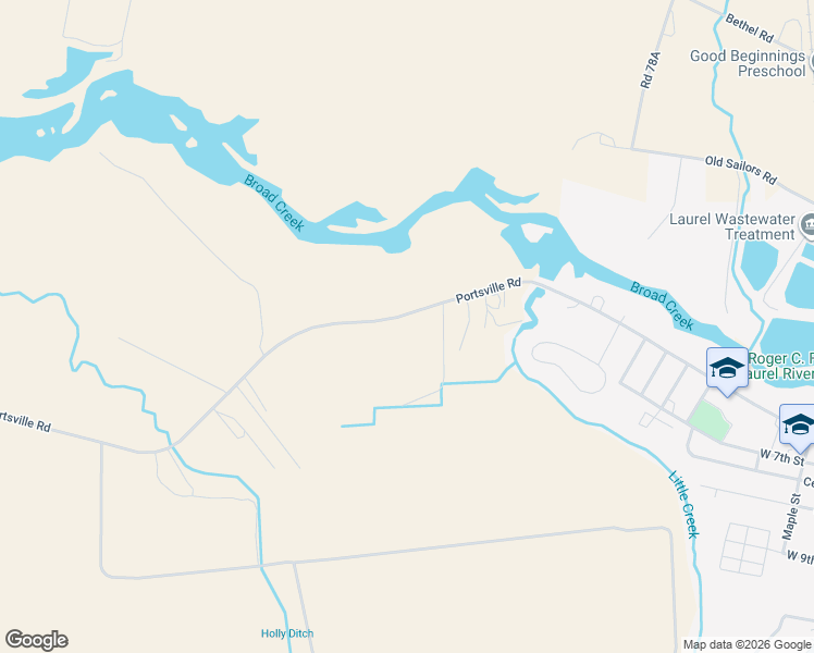 map of restaurants, bars, coffee shops, grocery stores, and more near 8604 Portsville Road in Laurel