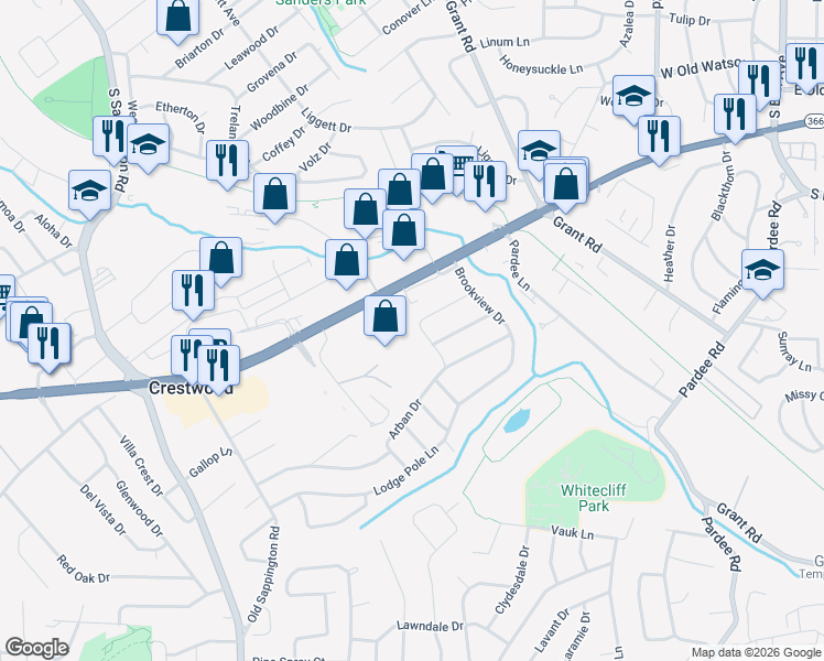 map of restaurants, bars, coffee shops, grocery stores, and more near 8701 Madeira Drive in St. Louis