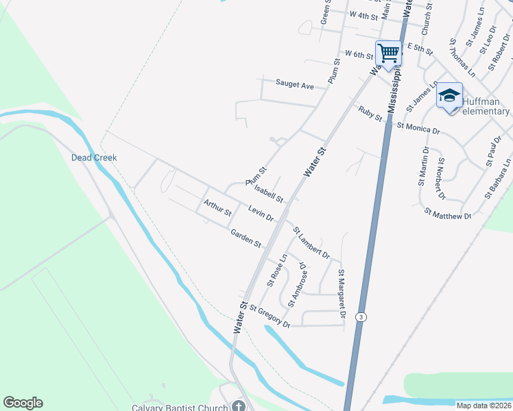 map of restaurants, bars, coffee shops, grocery stores, and more near 316 Isabell Street in Cahokia