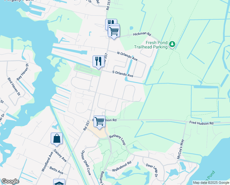 map of restaurants, bars, coffee shops, grocery stores, and more near 31274 Lee Meadow Drive in Bethany Beach