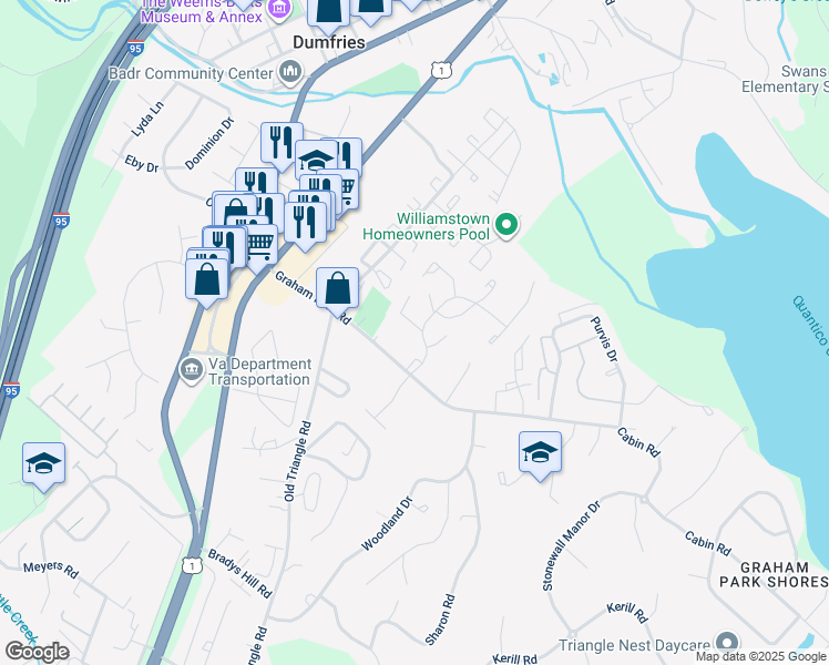 map of restaurants, bars, coffee shops, grocery stores, and more near 3763 Port Hope Point in Triangle