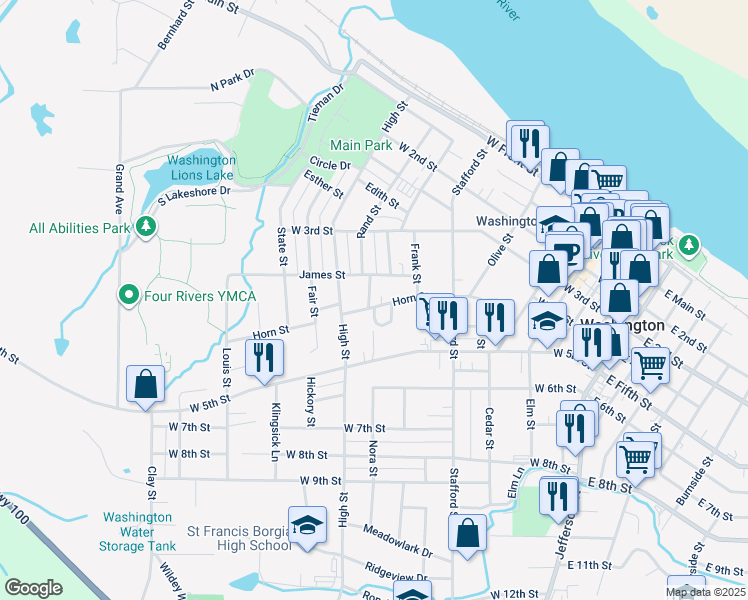 map of restaurants, bars, coffee shops, grocery stores, and more near 345 McLean Avenue in Washington