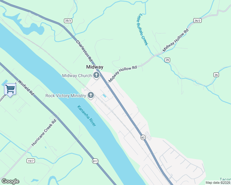 map of restaurants, bars, coffee shops, grocery stores, and more near 14892 Charleston Road in Putnam County