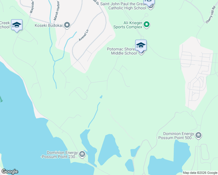 map of restaurants, bars, coffee shops, grocery stores, and more near 18021 Woods View Drive in Dumfries