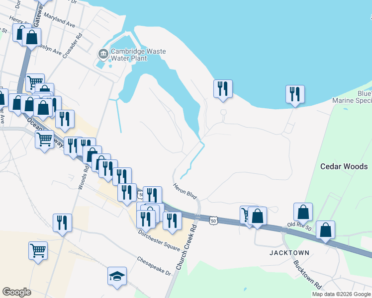 map of restaurants, bars, coffee shops, grocery stores, and more near 2694 Marsh Elder Road in Cambridge