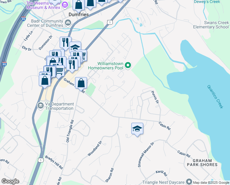 map of restaurants, bars, coffee shops, grocery stores, and more near 3681 Tavern Way in Triangle