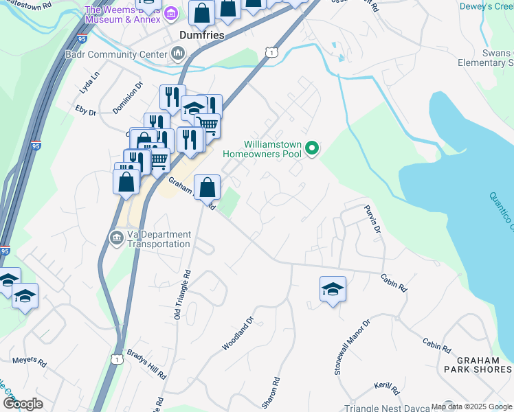 map of restaurants, bars, coffee shops, grocery stores, and more near 3762 Port Hope Point in Triangle