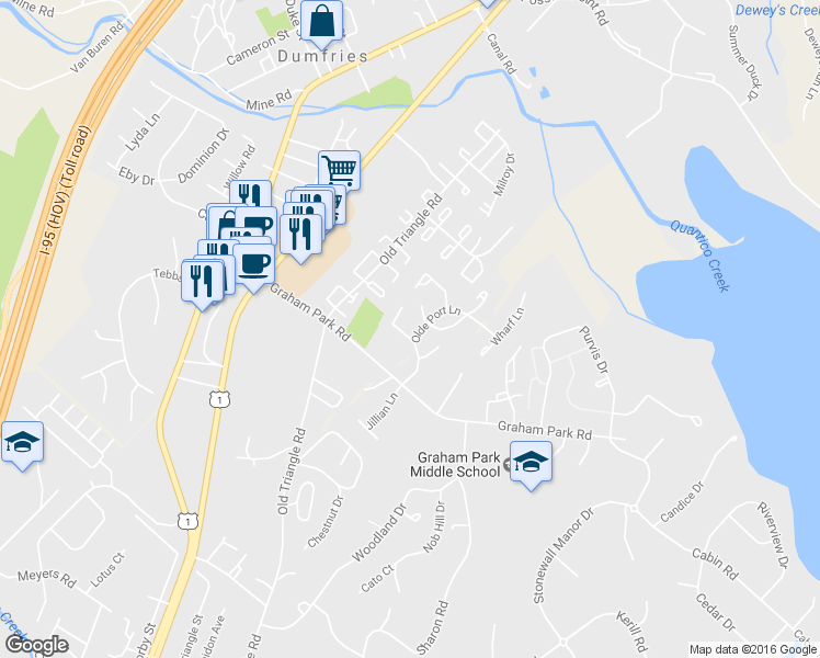 map of restaurants, bars, coffee shops, grocery stores, and more near 3762 Port Hope Point in Triangle