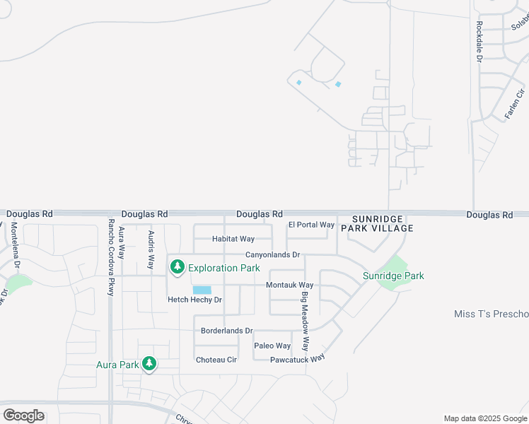 map of restaurants, bars, coffee shops, grocery stores, and more near 12545 Douglas Road in Rancho Cordova