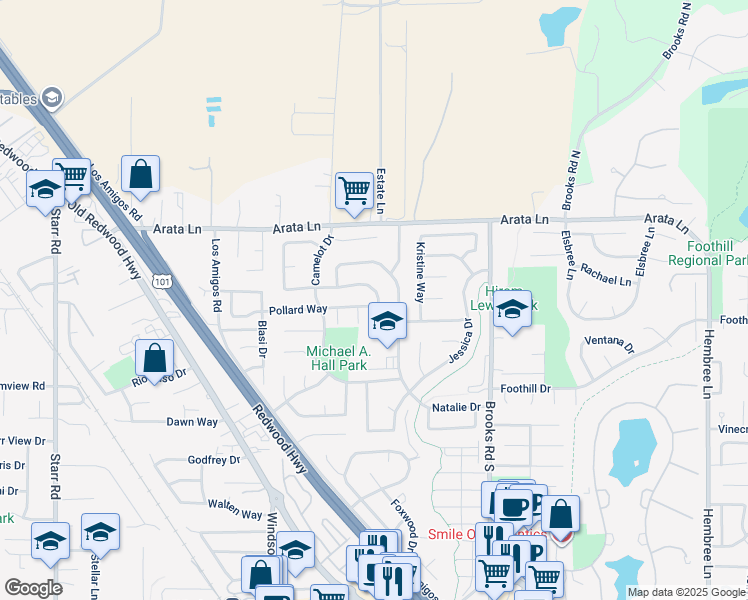 map of restaurants, bars, coffee shops, grocery stores, and more near 543 Christopher Way in Windsor