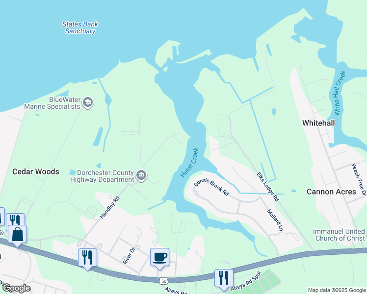 map of restaurants, bars, coffee shops, grocery stores, and more near 5453 Handley Road in Cambridge