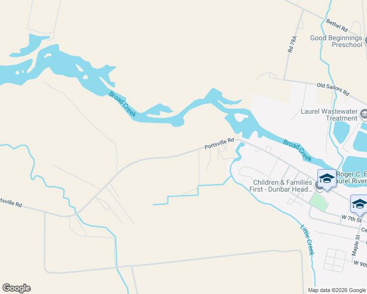 map of restaurants, bars, coffee shops, grocery stores, and more near 8604 Portsville Road in Laurel