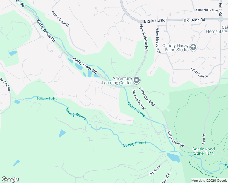 map of restaurants, bars, coffee shops, grocery stores, and more near 34 Pleasant Valley Drive in Ballwin