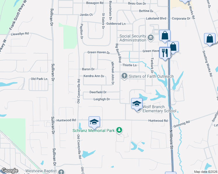 map of restaurants, bars, coffee shops, grocery stores, and more near 810 Kendra Ann Drive in Swansea
