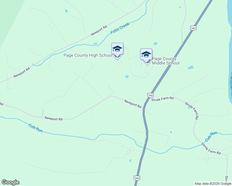 map of restaurants, bars, coffee shops, grocery stores, and more near 110 Foltz Lane in Shenandoah