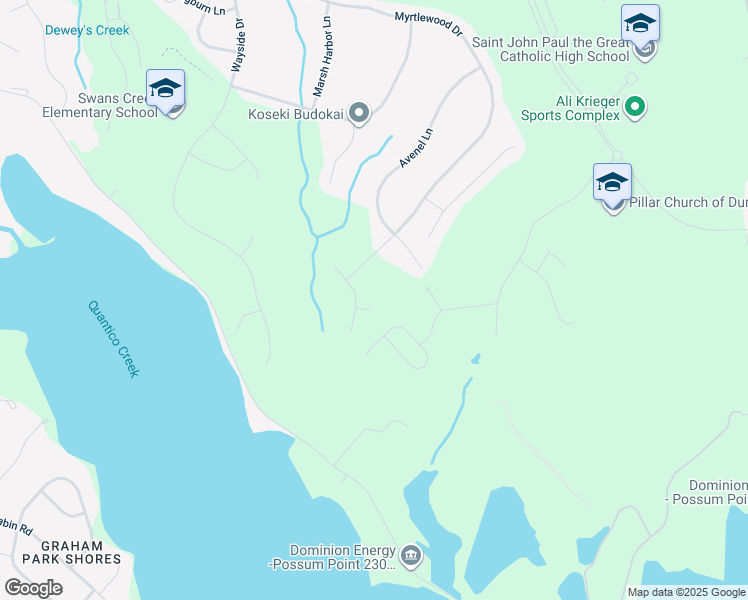 map of restaurants, bars, coffee shops, grocery stores, and more near 2804 Piper Glenn Court in Dumfries
