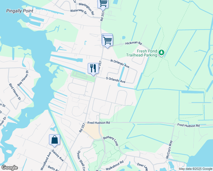 map of restaurants, bars, coffee shops, grocery stores, and more near 30611 Cedar Neck Road in Ocean View