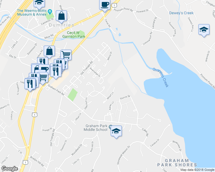 map of restaurants, bars, coffee shops, grocery stores, and more near 3635 Crows Nest Point in Triangle