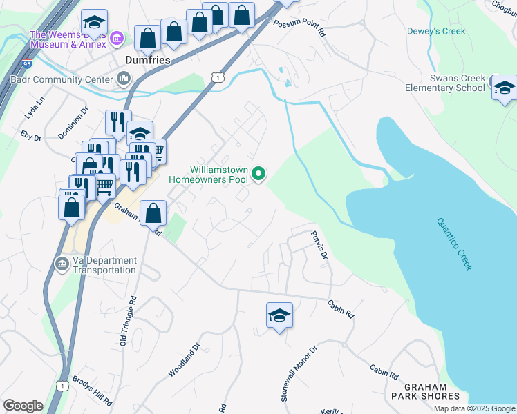 map of restaurants, bars, coffee shops, grocery stores, and more near 3635 Crows Nest Point in Triangle