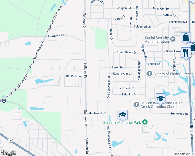 map of restaurants, bars, coffee shops, grocery stores, and more near 3837 Appaloosa Dr in Swansea