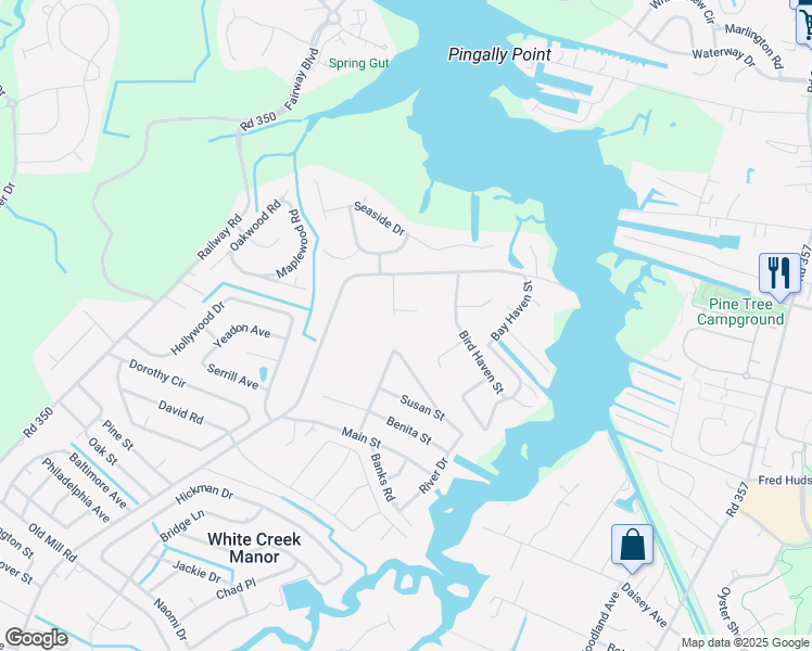 map of restaurants, bars, coffee shops, grocery stores, and more near 31049 Willow Tree Lane in Ocean View