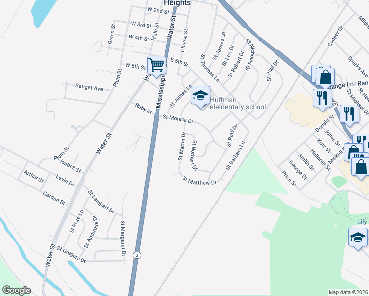 map of restaurants, bars, coffee shops, grocery stores, and more near 720 Saint Martin Drive in Cahokia