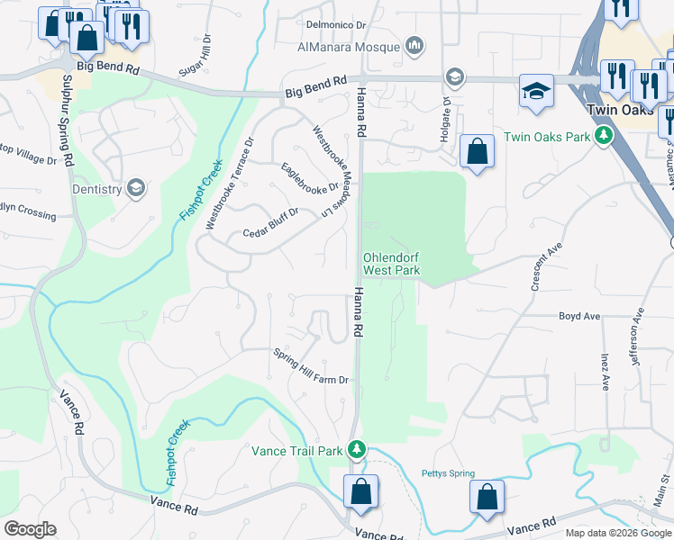 map of restaurants, bars, coffee shops, grocery stores, and more near 839 Kentridge Court in Ballwin