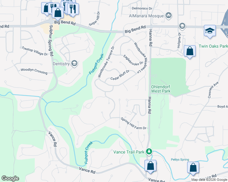 map of restaurants, bars, coffee shops, grocery stores, and more near 774 Strafford Ridge Drive in Ballwin