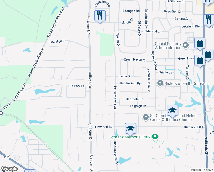 map of restaurants, bars, coffee shops, grocery stores, and more near 3837 Appaloosa Drive in Swansea