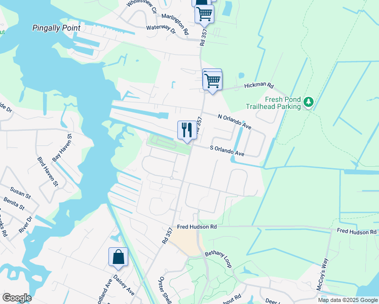 map of restaurants, bars, coffee shops, grocery stores, and more near 3845 East Pine Tree in Ocean View