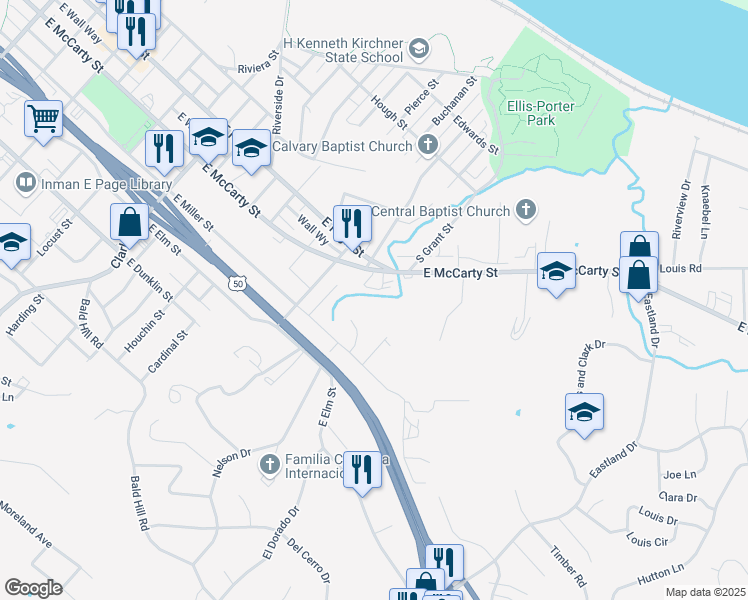 map of restaurants, bars, coffee shops, grocery stores, and more near 1518 East McCarty Street in Jefferson City
