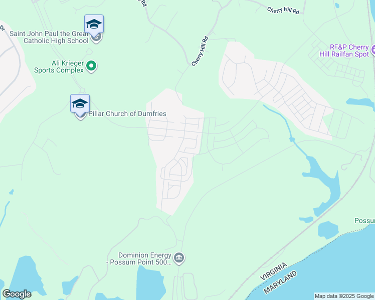 map of restaurants, bars, coffee shops, grocery stores, and more near 2010 Serviceberry Road in Dumfries