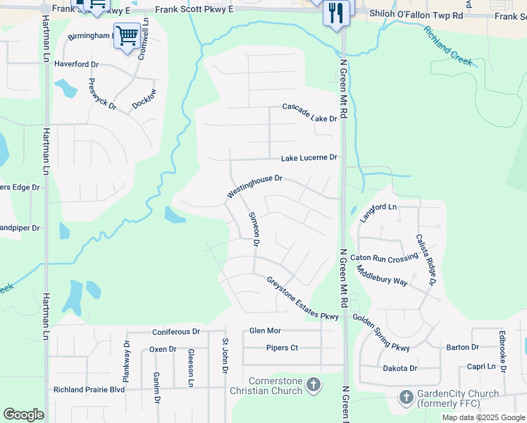 map of restaurants, bars, coffee shops, grocery stores, and more near 2601 Crimson View Drive in Belleville