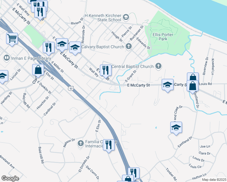 map of restaurants, bars, coffee shops, grocery stores, and more near 1518 E McCarty St in Jefferson City