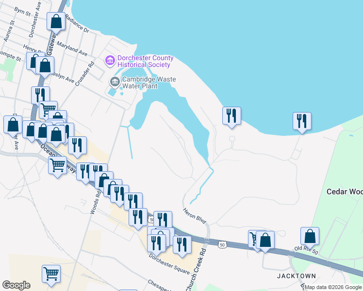 map of restaurants, bars, coffee shops, grocery stores, and more near Marsh Elder Drive in Cambridge