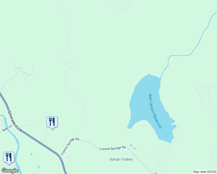 map of restaurants, bars, coffee shops, grocery stores, and more near 256 North Fork Crystal Springs Road in St. Helena