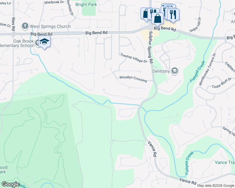 map of restaurants, bars, coffee shops, grocery stores, and more near 1513 Greenfield Crossing Court in Ballwin