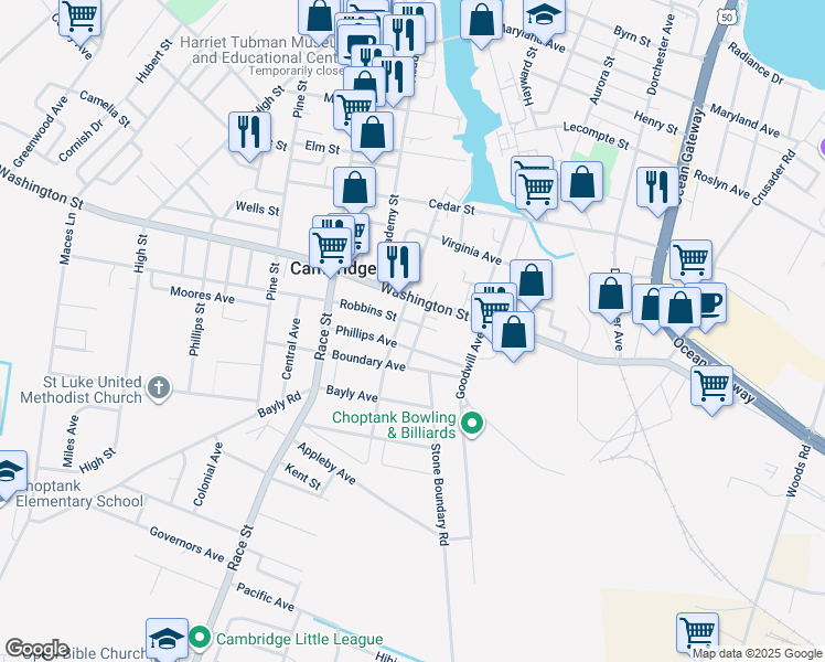 map of restaurants, bars, coffee shops, grocery stores, and more near 903 Springfield Avenue in Cambridge