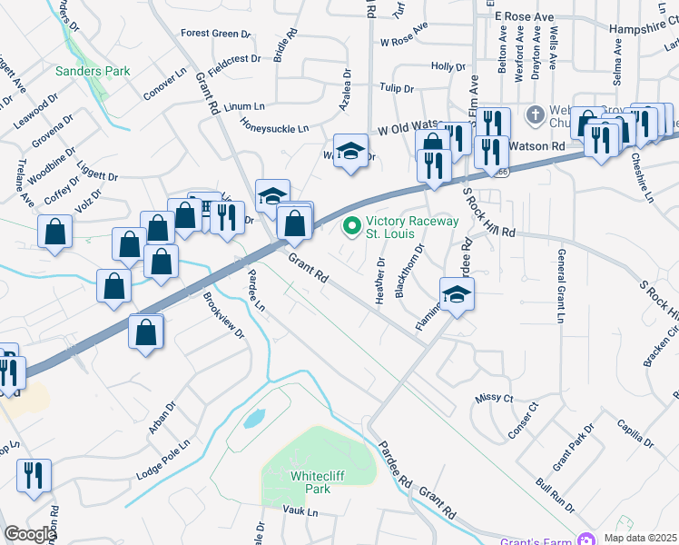 map of restaurants, bars, coffee shops, grocery stores, and more near 8924 Watson Road in St. Louis