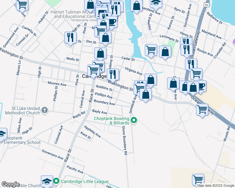 map of restaurants, bars, coffee shops, grocery stores, and more near 903 Springfield Avenue in Cambridge