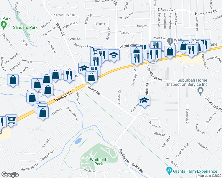 map of restaurants, bars, coffee shops, grocery stores, and more near 8924 Watson Road in St. Louis